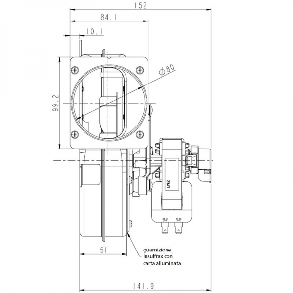 ESTRATTORE FUMI PER STUFE PELLET R150 2400 RPM  NORDICA-COLA-RAVELLI-ROYAL-ECC