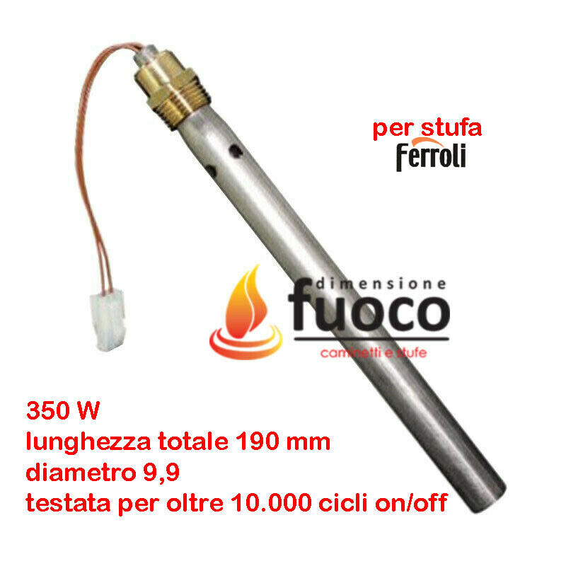 Resistenza Candeletta accensione per stufe a pellet 1044 con tubo  convogliatore aria 18x190x9.9x175 mm