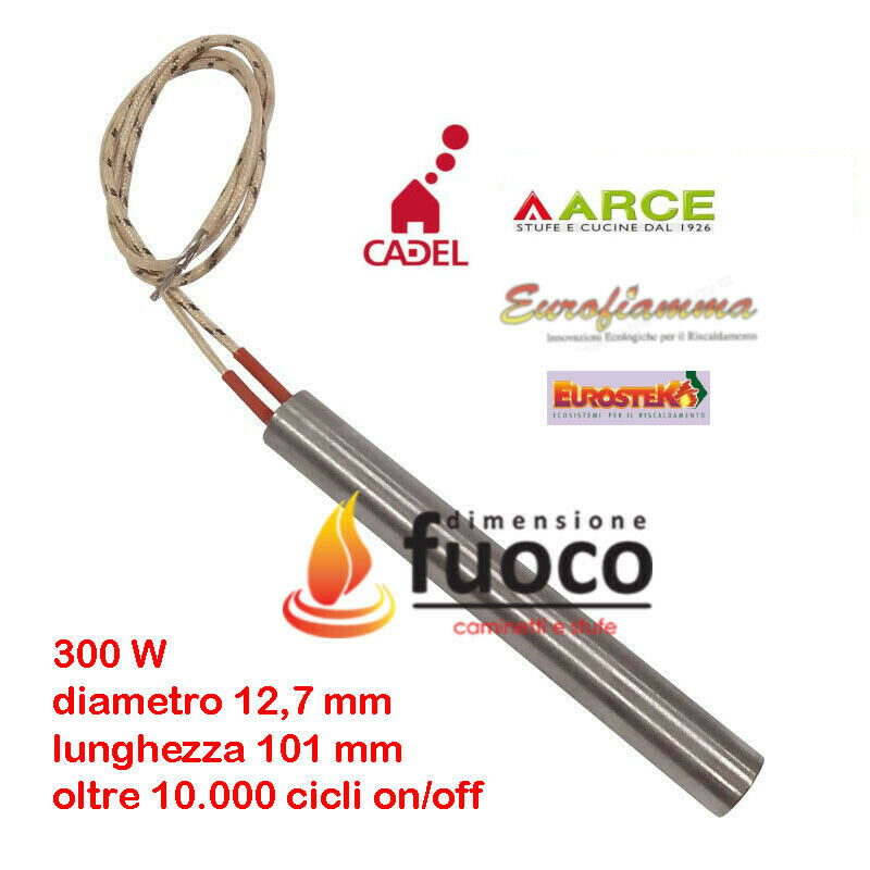 Resistenza Candeletta accensione 1039 per stufe a pellet 300W 12,7x101x300 mm