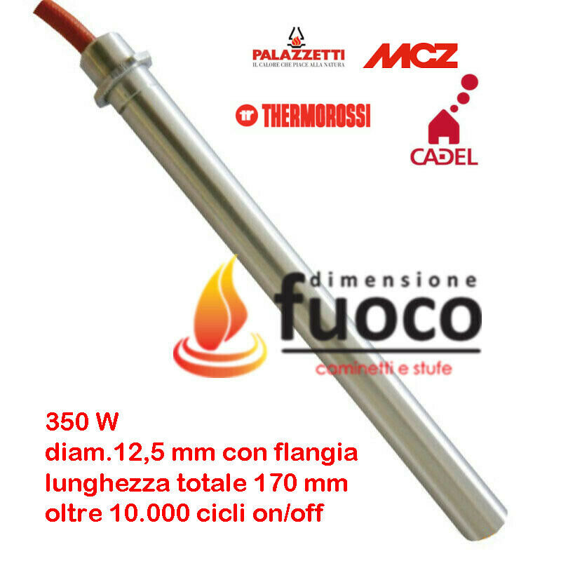 Resistenza Candeletta accensione 1022 con Flangia per stufe a pellet 350W 12,5x170x160