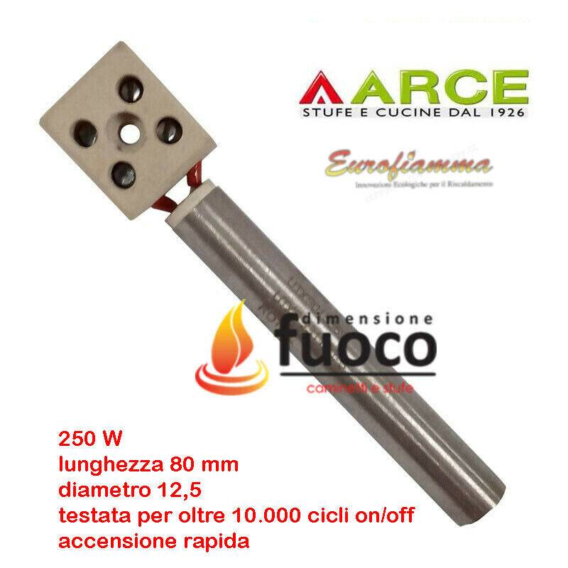 Resistenza Candeletta accensione per stufe a pellet 1040 con morsetto caramico 12,5x80 mm