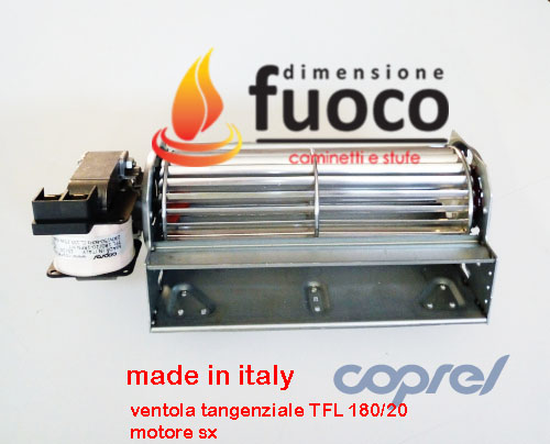 VENTILATORE TANGENZIALE COPREL TFL 180/20-1 RFN HT 180mm 230v 25w MOTORE A  SX