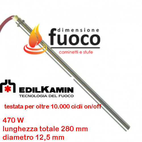 Resistenza Candeletta accensione 1037 per stufe a pellet 470W 12.5x280x270 mm