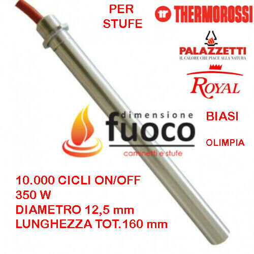 Resistenza Candeletta accensione 1021 per stufe a pellet 350W 12,5x160x150  mm